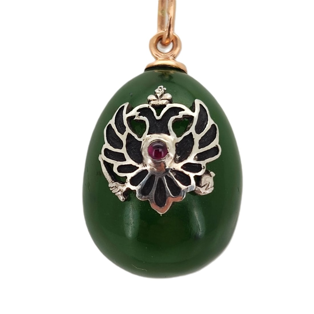 Antique Vintage  Imperial Faberge  Era 14 K Rose Gold Nephrite Egg Pendant. Total weight: 10.5 (1 of 5)