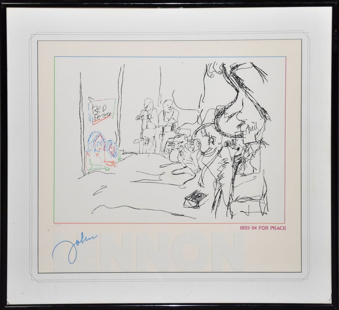John Lennon Limited Edition Print, “Bed in for Peace", 28" x 32" sight size, overall size (1 of 10)