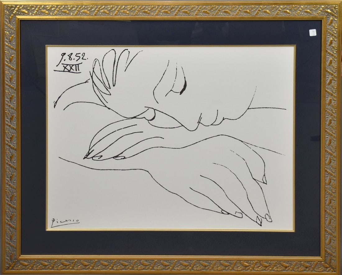 Large Picasso Lithograph sight size 28-1/2 x 38 inches.  overall framed size is 43 x 52 inches (1 of 7)