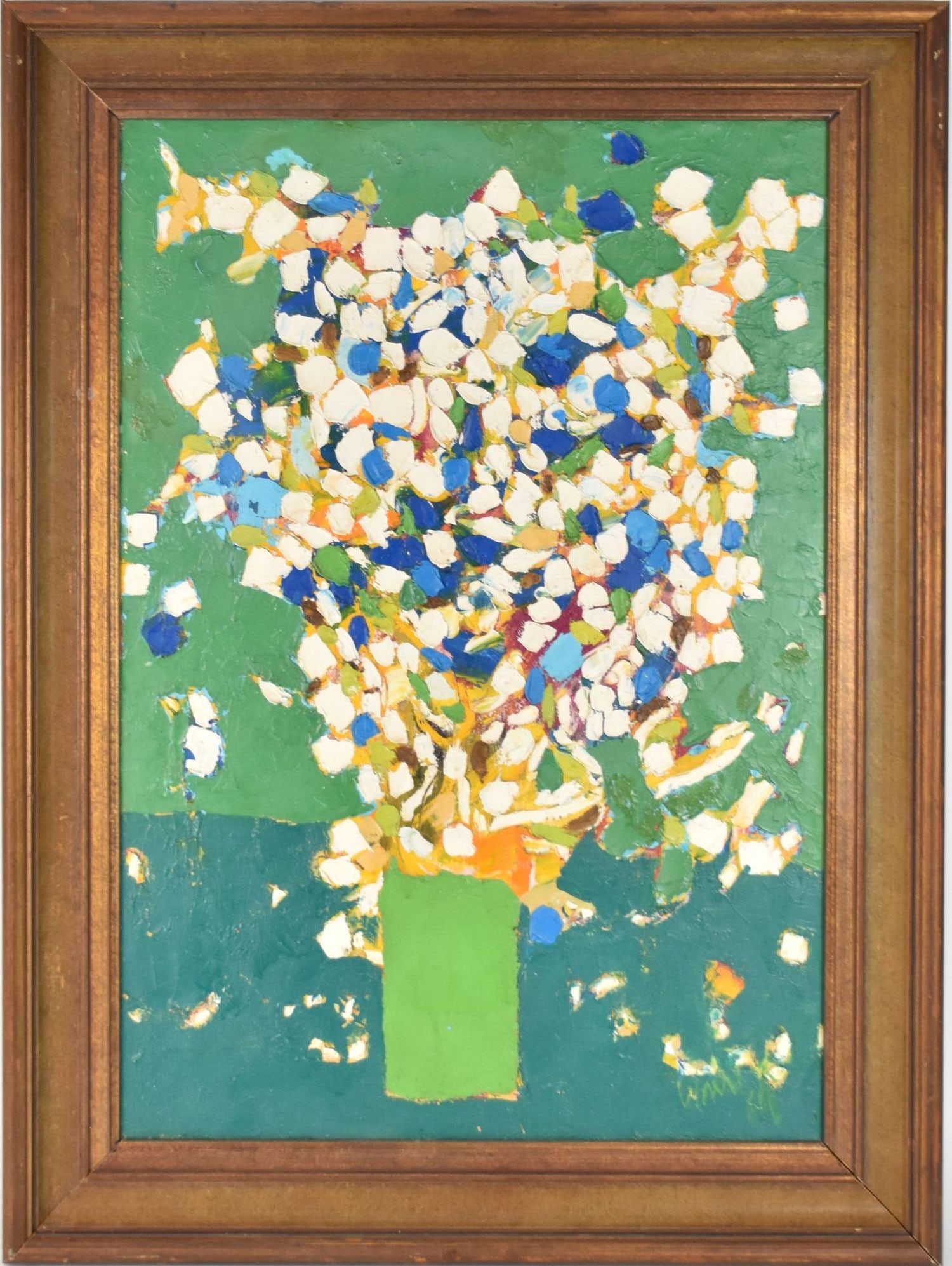 John Von Wicht (American/German, 1888-1970) Abstract, titled "Spring White and Green", oil on (1 of 8)