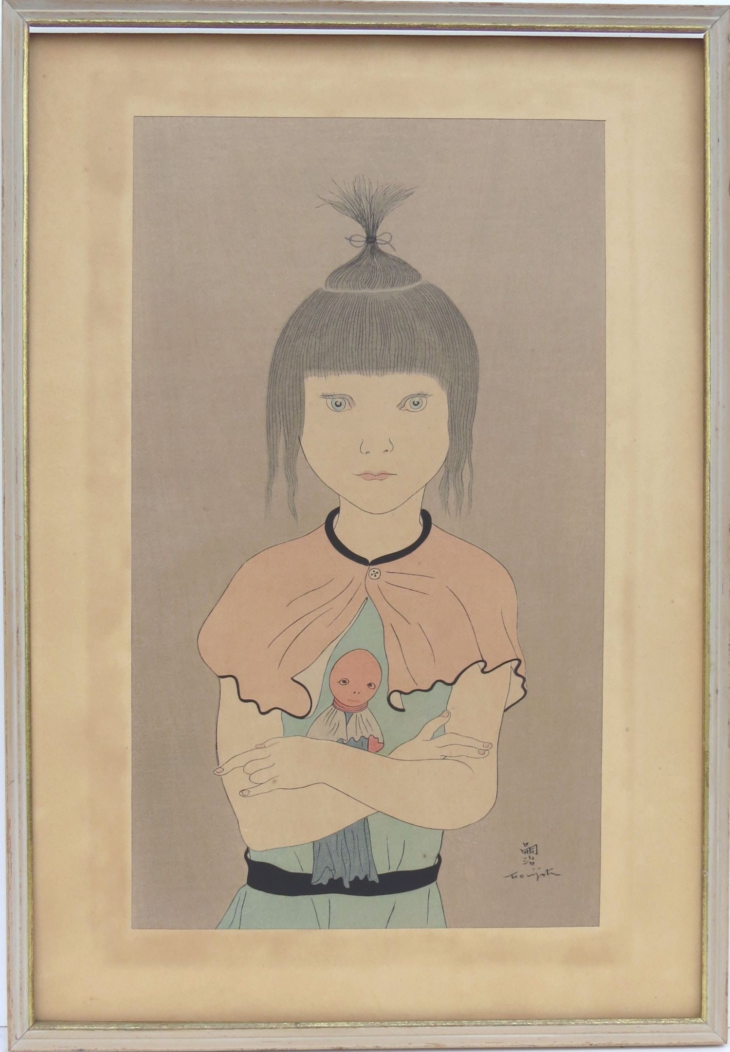 TSUGUHARU FOUJITA, (Japan/France/US, 1886-1968), Color Woodblock Print on Paper, GIRL WITH DOLL, (1 of 7)