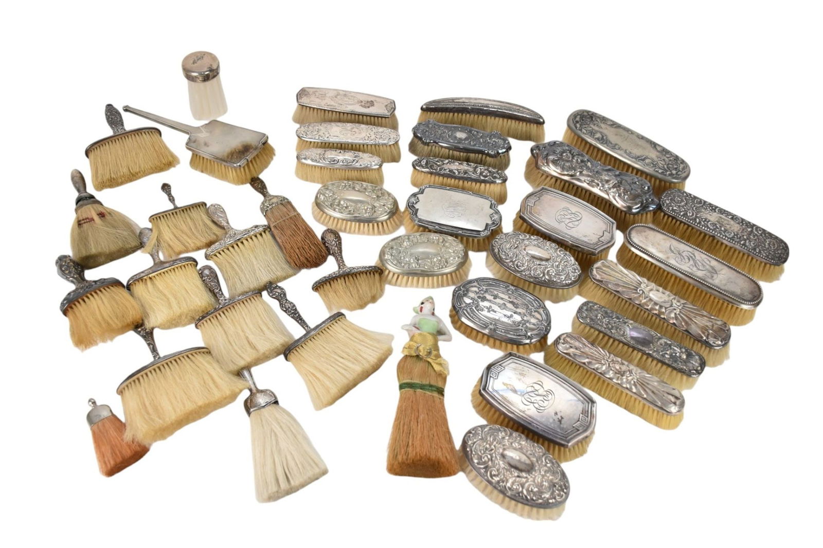 Collection of 37 Antique & Vintage Assorted Clothes Brushes, Mostly Sterling Framed (1 of 13)
