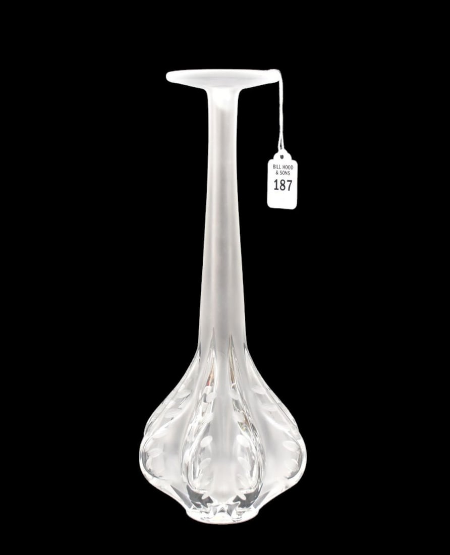 Lalique France Crystal 'Soliflore' Vase - A Lalique clear and frosted crystal vase. Designed by (1 of 5)
