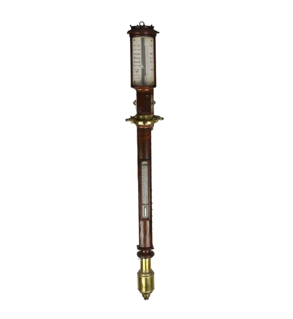 English 19th c. Stick Barometer, J Brownbill Liverpool, 35"h (1 of 9)