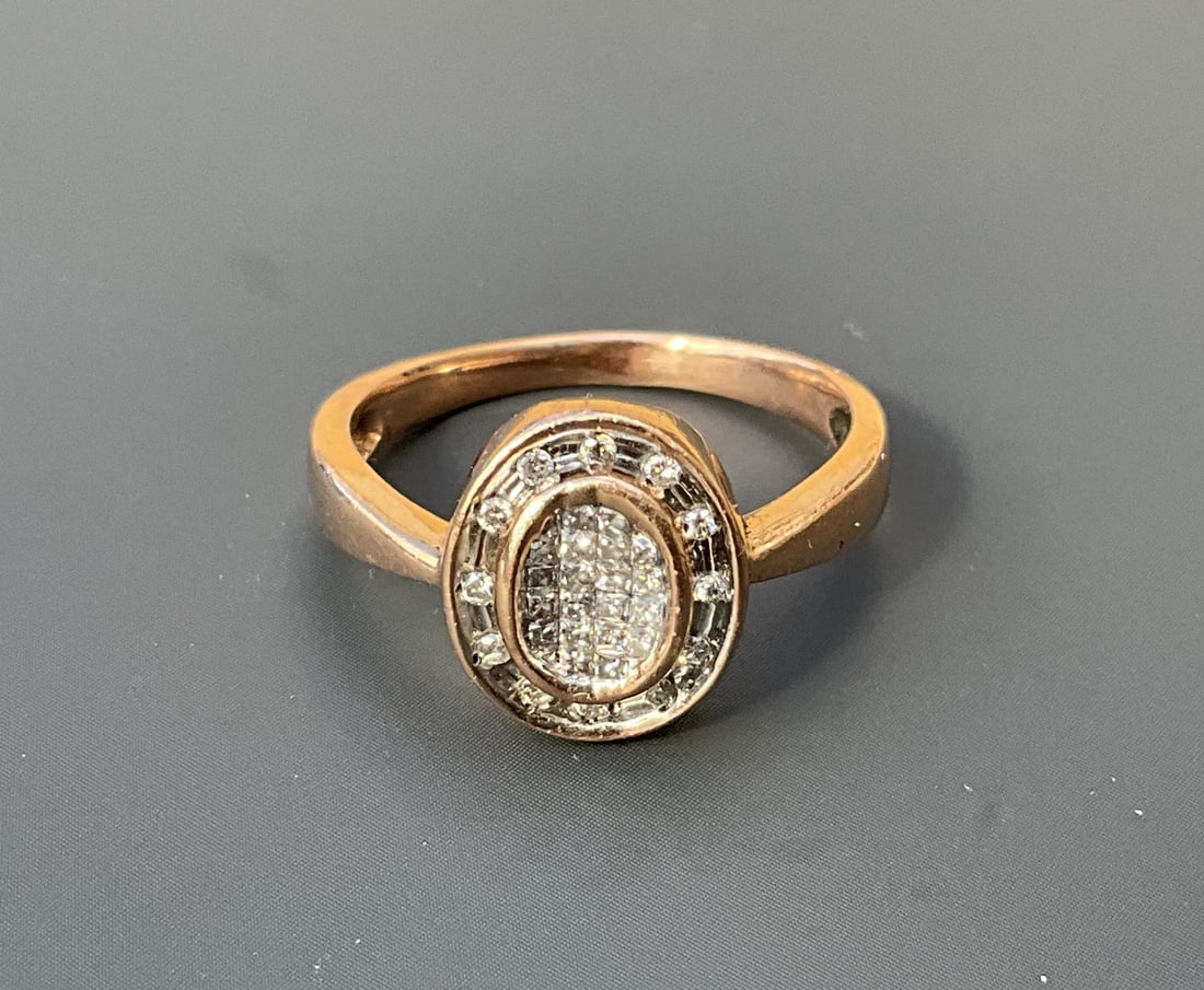 Russian gold diamonds ring size 7, Russian , Soviet Union era god diamonds ring size 7 , stamped 583 (1 of 6)