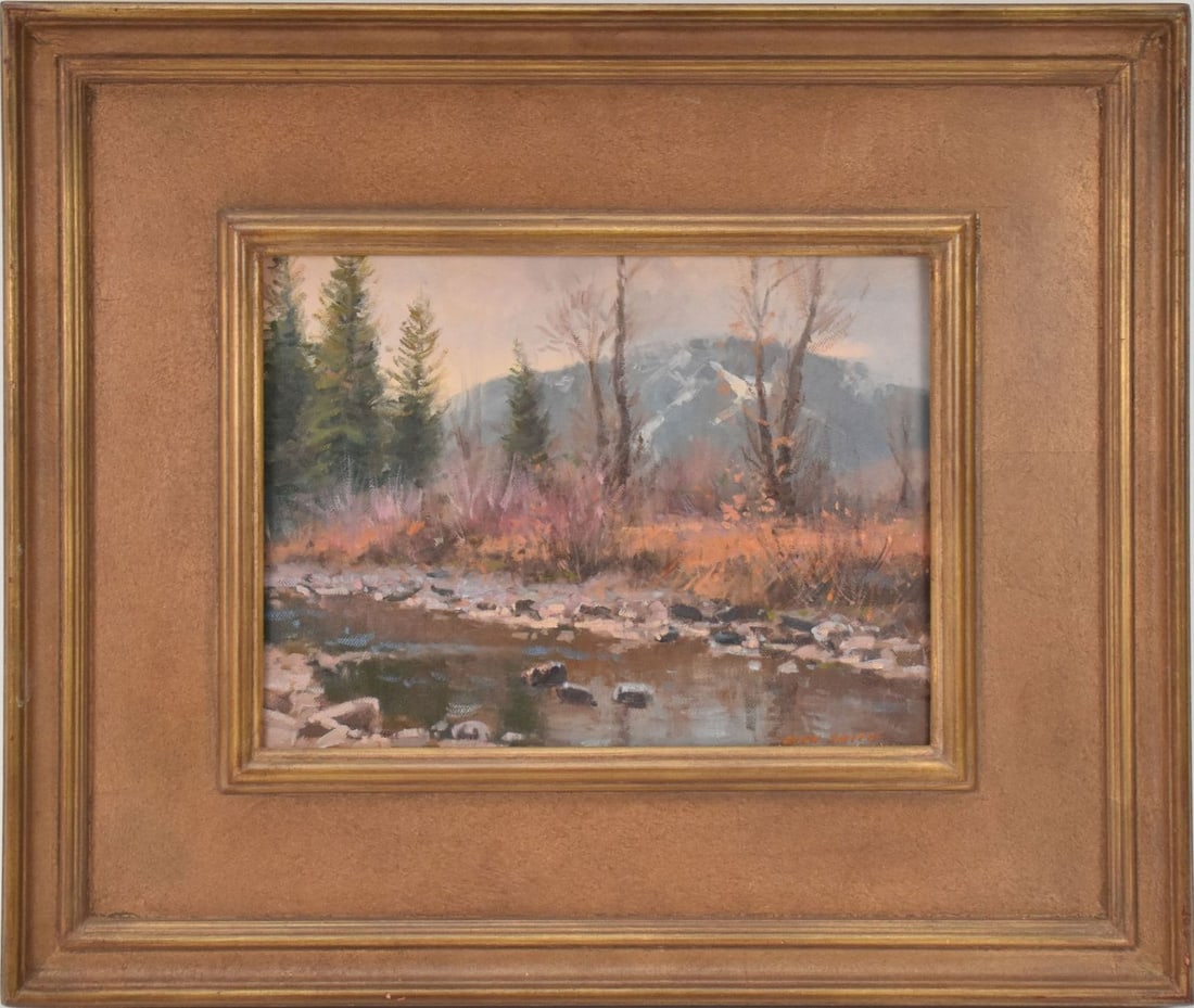 Drew Smith (AMERICAN 20th Century) "November Along the Hoback", landscape mountains oil canvas (1 of 10)