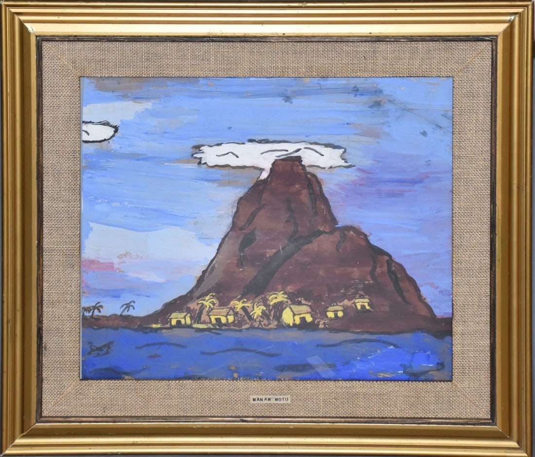 Emil Nolde (German, 1867-1956) Papa New Guinea (1913-14) gauche on paper, “manam motu", 16 x 18: Emil Nolde (German, 1867-1956) Papa New Guinea (1913-14) gauche on paper, “manam motu” , signed upper left, 16 x 18 3/4 inches sight size, 24 x 26 inches overall frame.