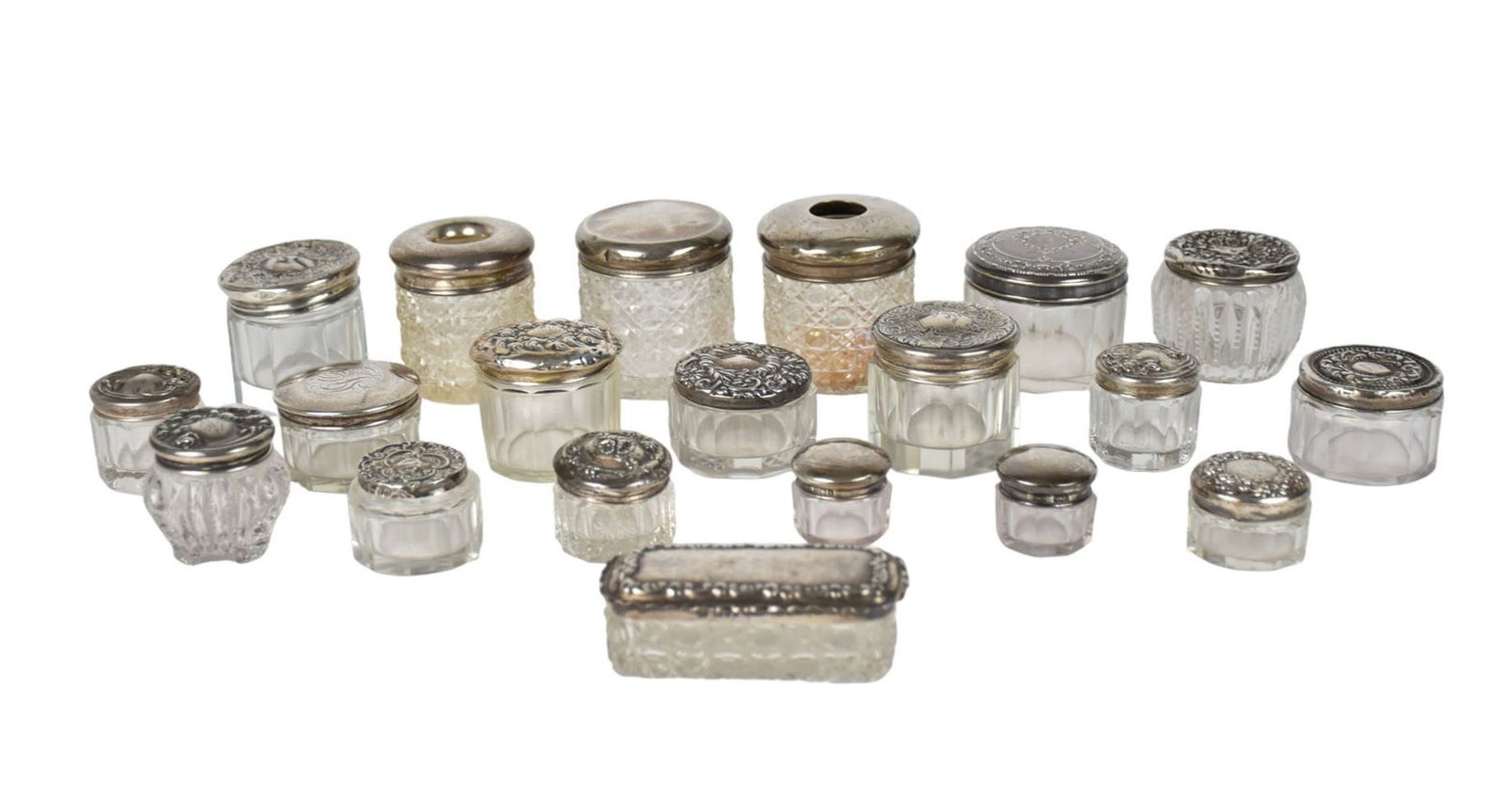 Lot of 20 Antique Lady's Patch Boxes, 15 Lids Marked Sterling (1 of 14)