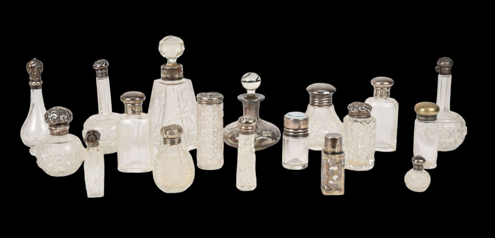 Lot of 18 Antique Lady's Assorted Perfumes, 13 Marked Sterling (1 of 14)