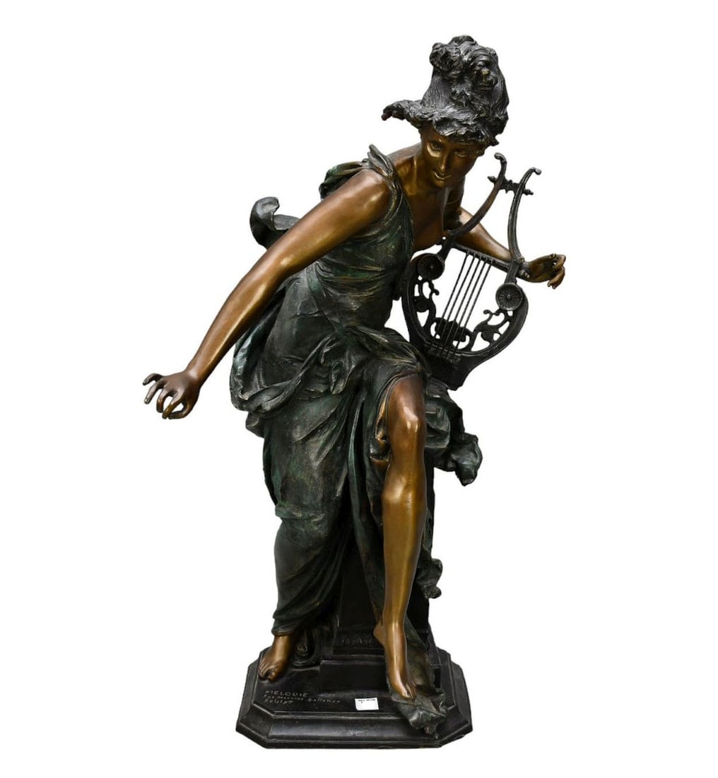 Bronze Figure of a Muse -  After A. Carrier Belleuse "La Melodie".  A patinated bronze figure after (1 of 6)