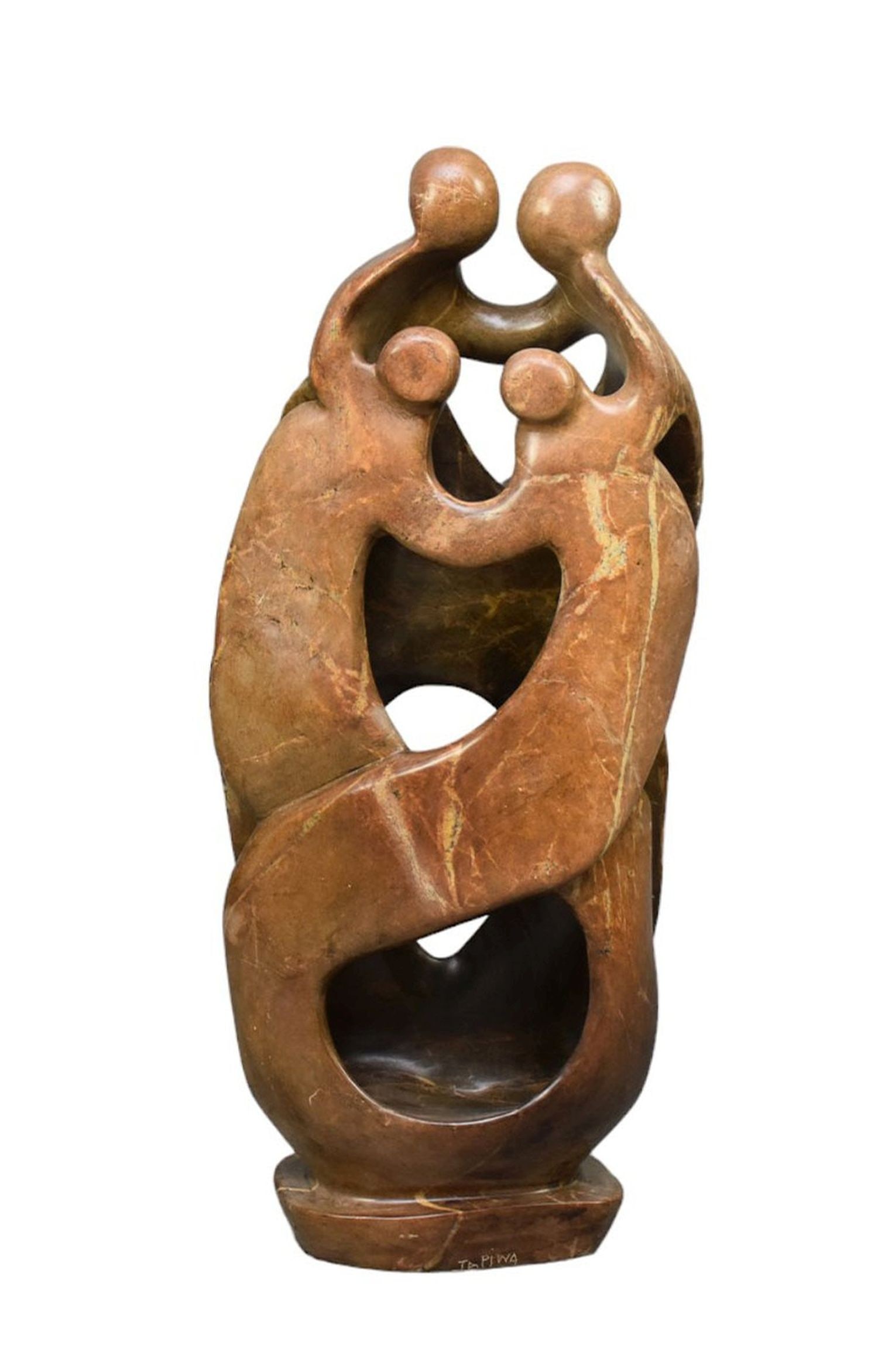 Tapiwa Chapo (Zimbabwe, b. 1974) Figural Group Stone Sculpture - Signed "Tapiwa" at base. 31 1/2" h. (1 of 5)