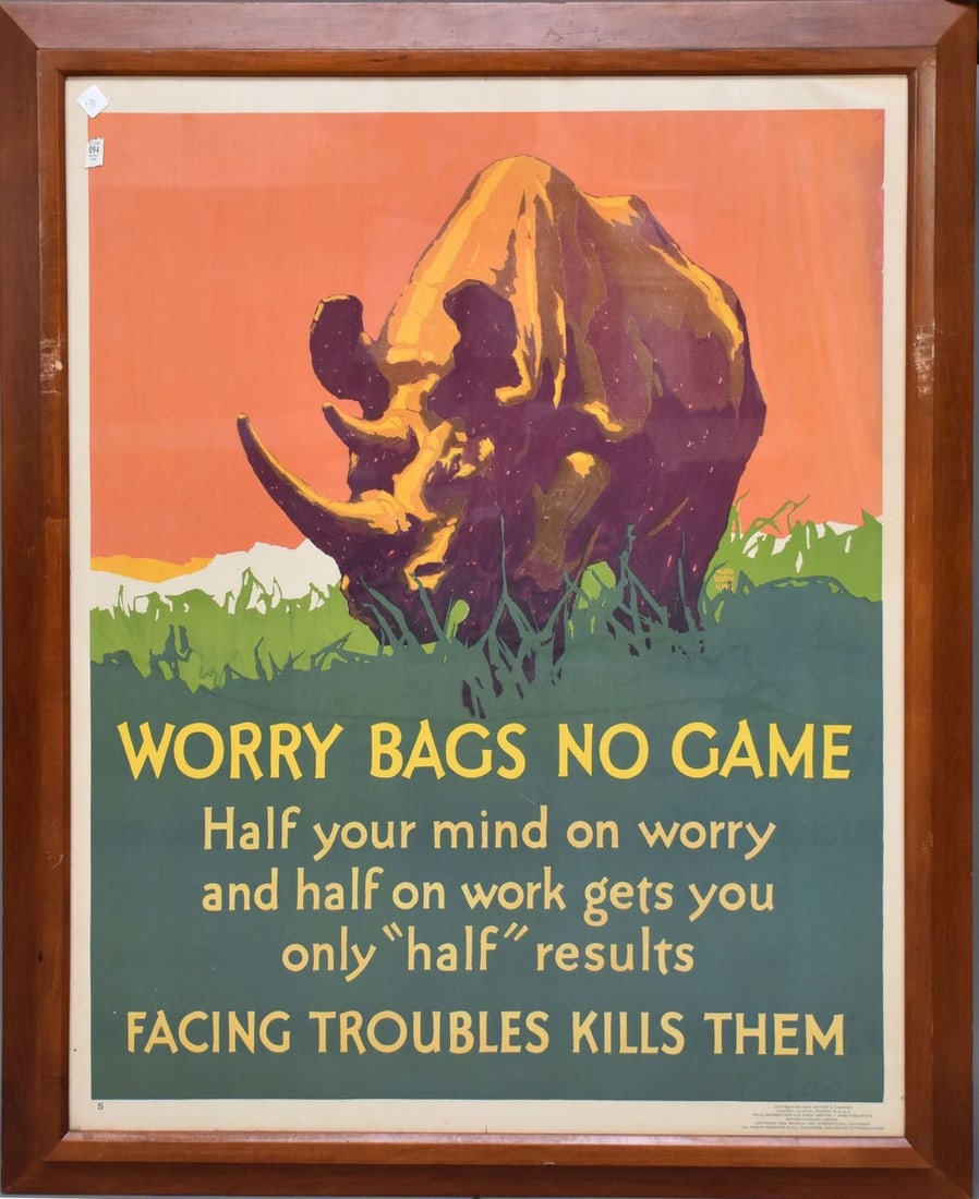 Mather Work poster featuring wildlife, by Willard Frederic Elmes. Chicago: Mather & Co., 1929. Worry (1 of 6)