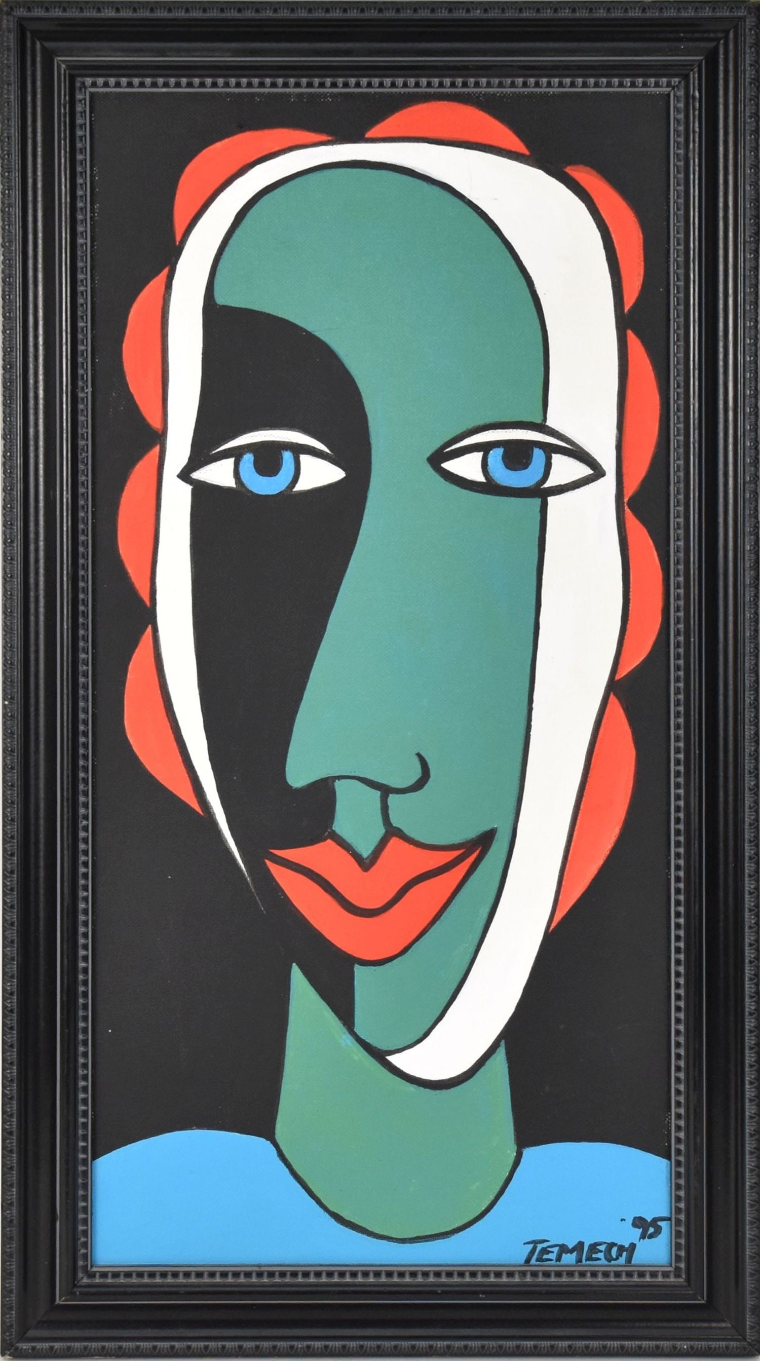 Gunther Temech (Austria 1942-2010)  oil on canvas board, Abstract Head, signed lower right TEMECH (1 of 9)