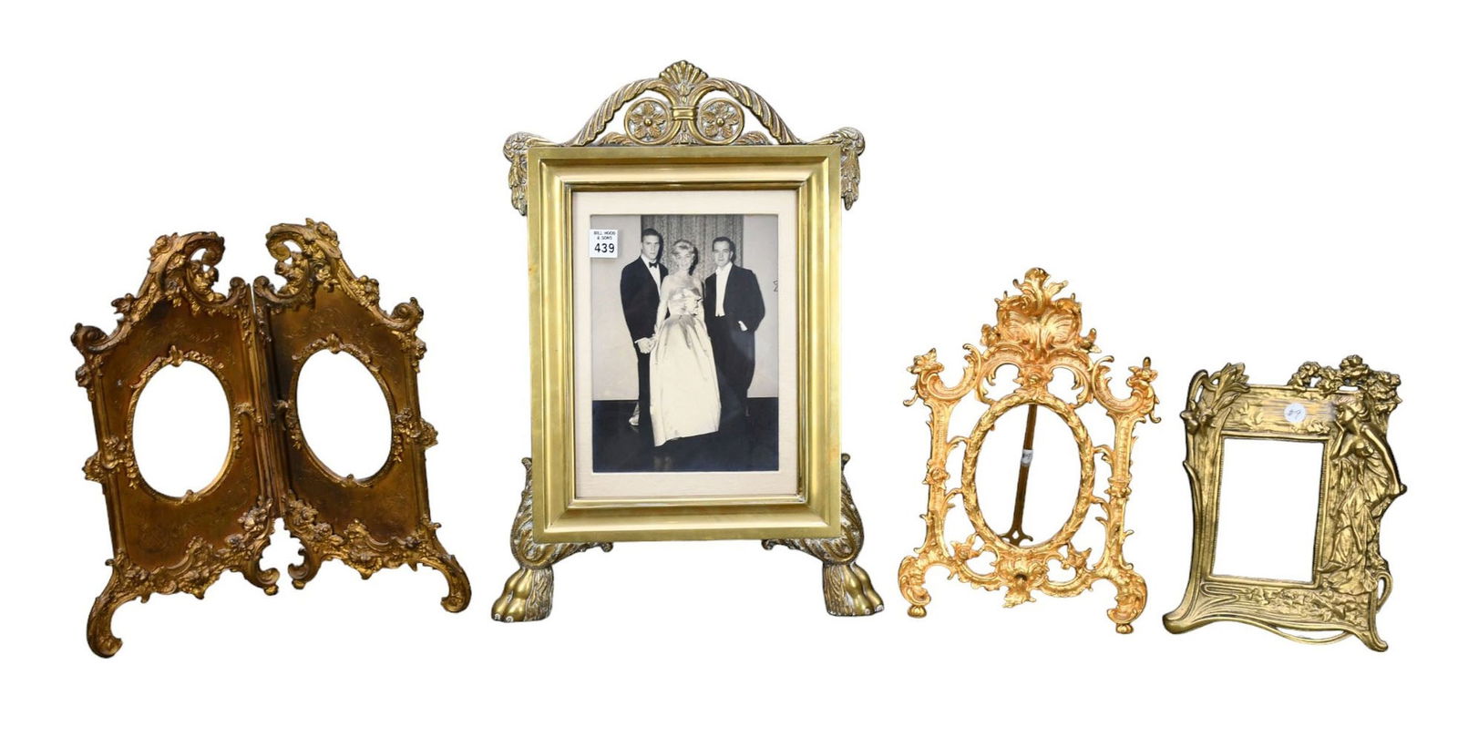 4pc. Lot Antique/Vintage Easel Back Bronze/Brass Picture Frames (1 of 9)