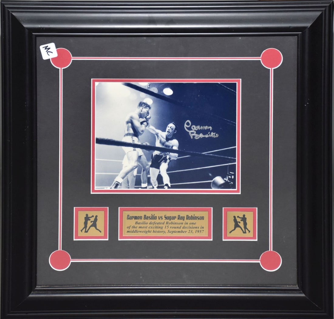 Carmen Basilio VS. Sugar Ray Robinson autographed picture (1 of 3)