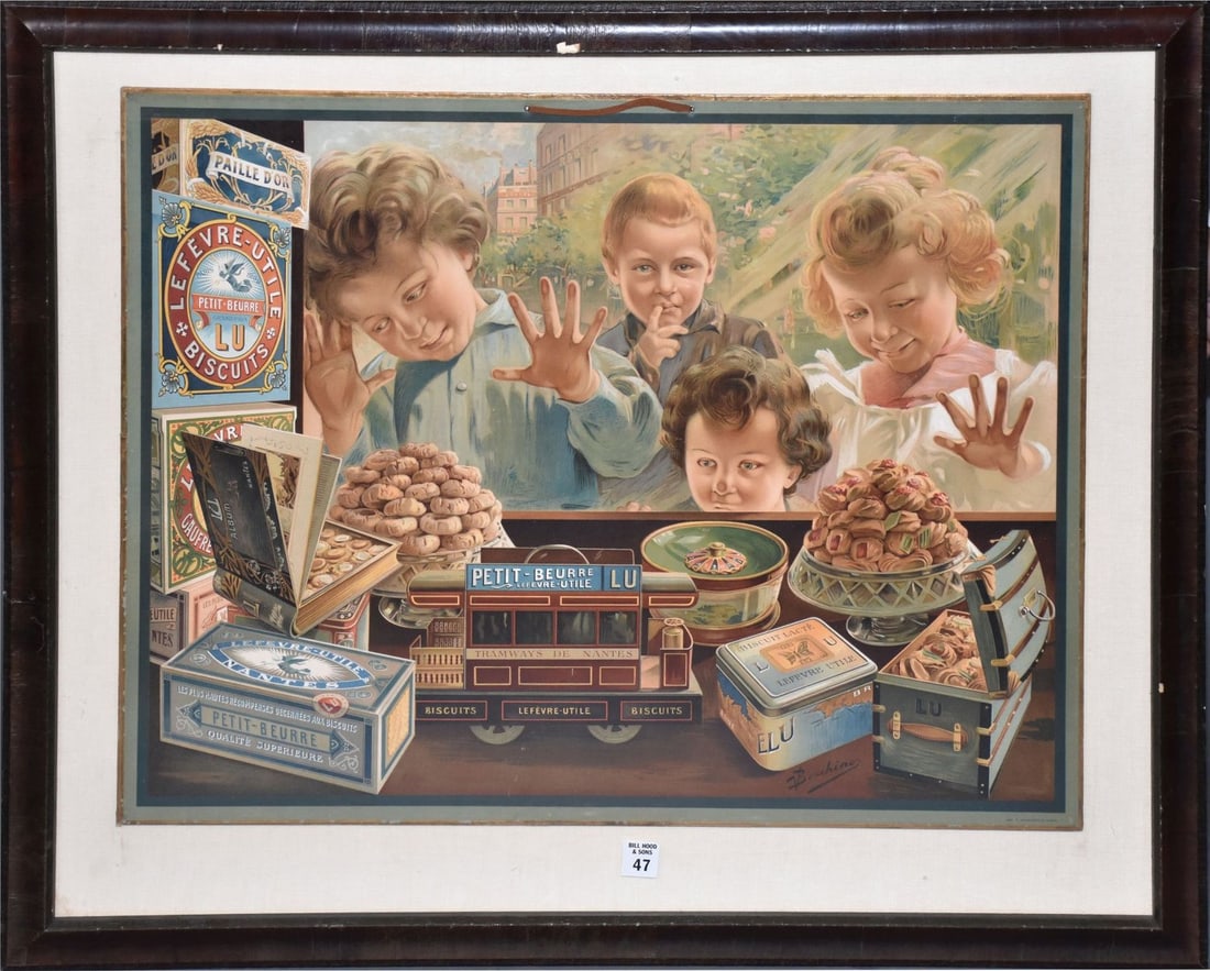 Lefevre-Utile - Art by Vincent Bocchino (1911) 20" x 26" French Advertising Poster on Board, framed (1 of 8)