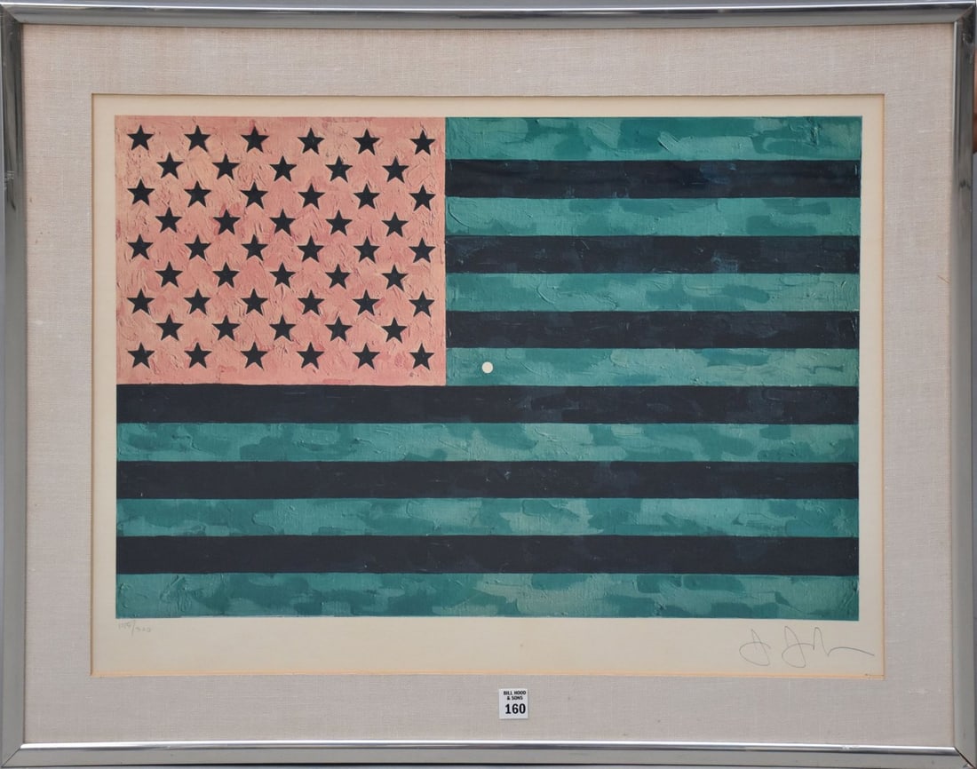 Jasper Johns (American, b. 1930), "Flag (Moratorium)," 1969, offset lithograph in colors on woven (1 of 15)