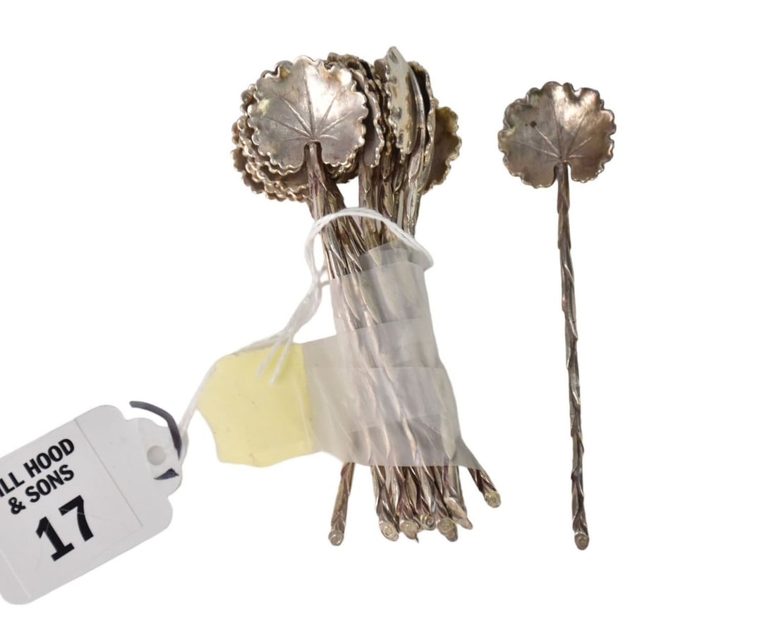 16 BUCCELLATI 925  Cabbage Sterling Silver Coffee Spoons,  4 ozt. 3 5/8 in. (1 of 7)