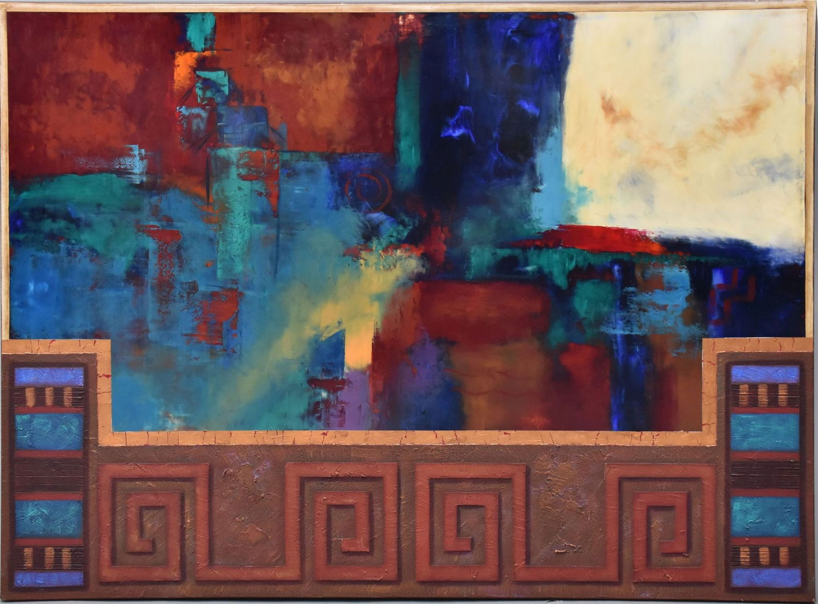 Poteet Victory (Cherokee-Choctaw, b. 1947) Evening Ritual Mixed Media oil/Sand. 32 x 44 inches. (1 of 5)