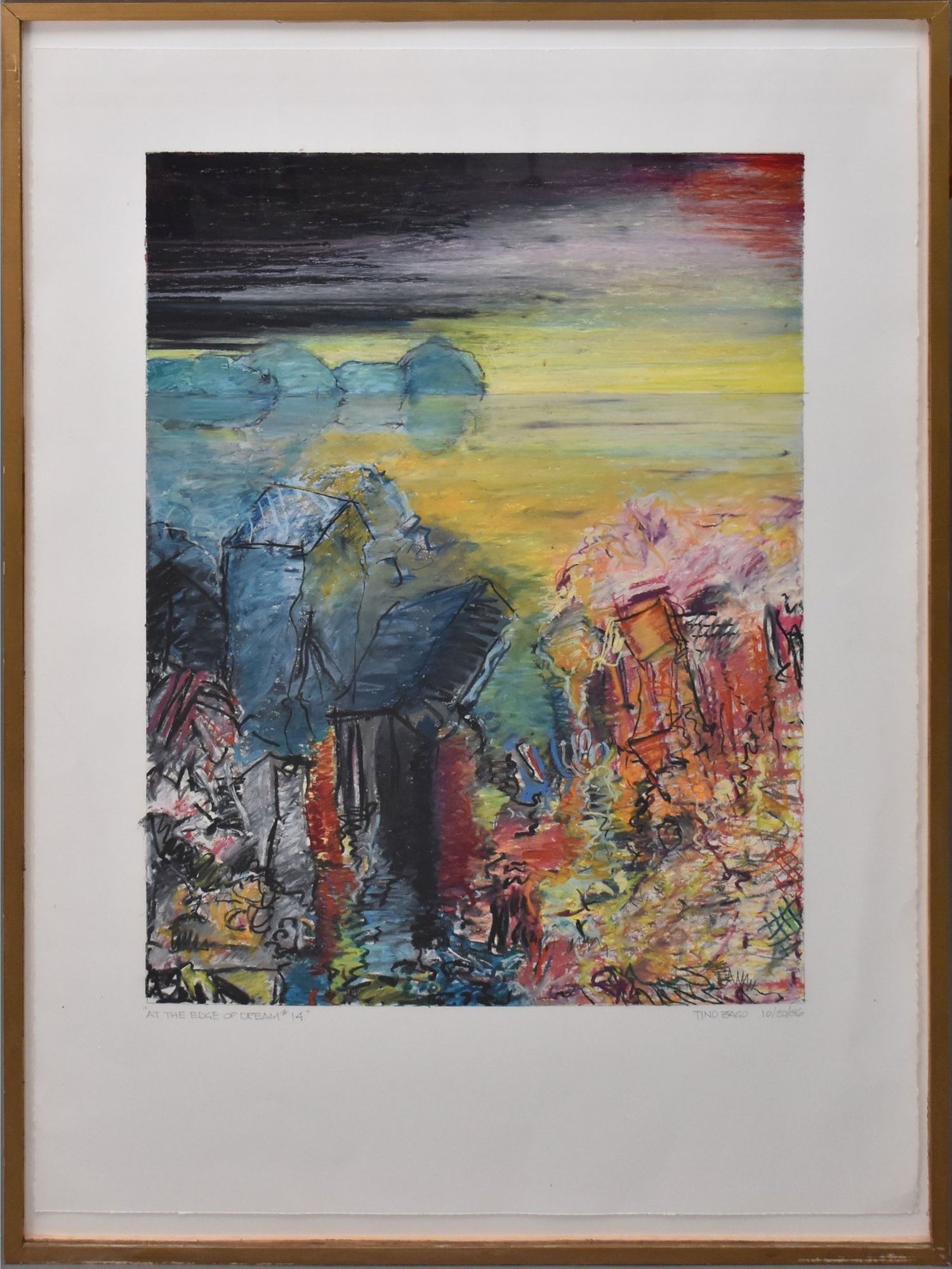 Tino Zago (italian B.1937) Oil Pastel On Paper, At The Edge Of Dream