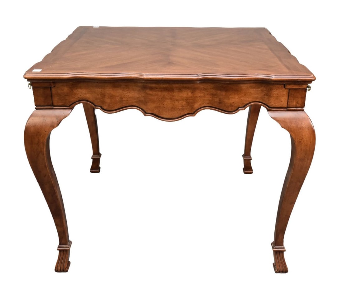 Country French Style Light Wood Mahogany Card Table, 30"h x 35"square (1 of 7)