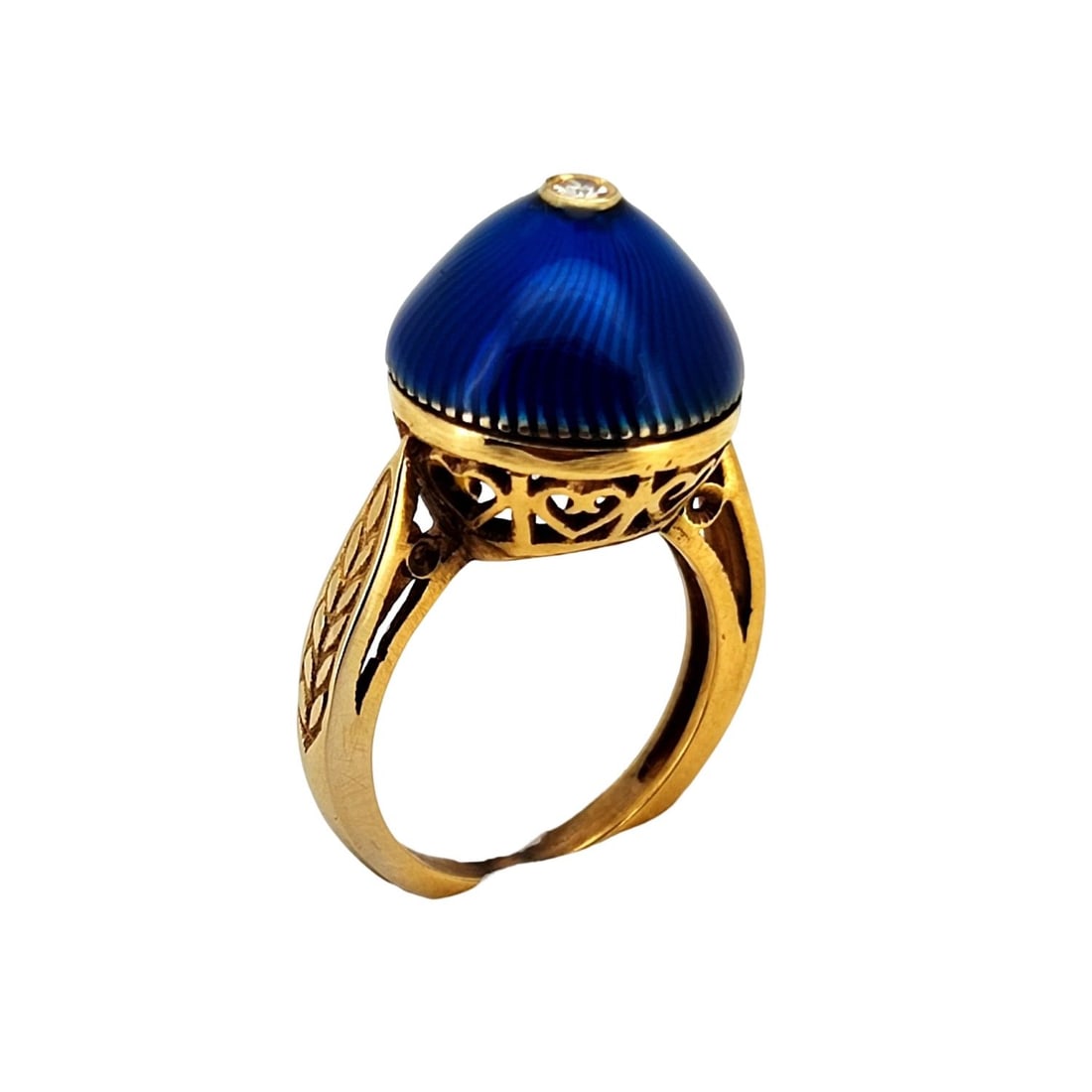 Antique Vintage Imperial Faberge Era 14 K Rose Gold Enamel Engagement Ring. Total weight: 5.3 grams. (1 of 4)