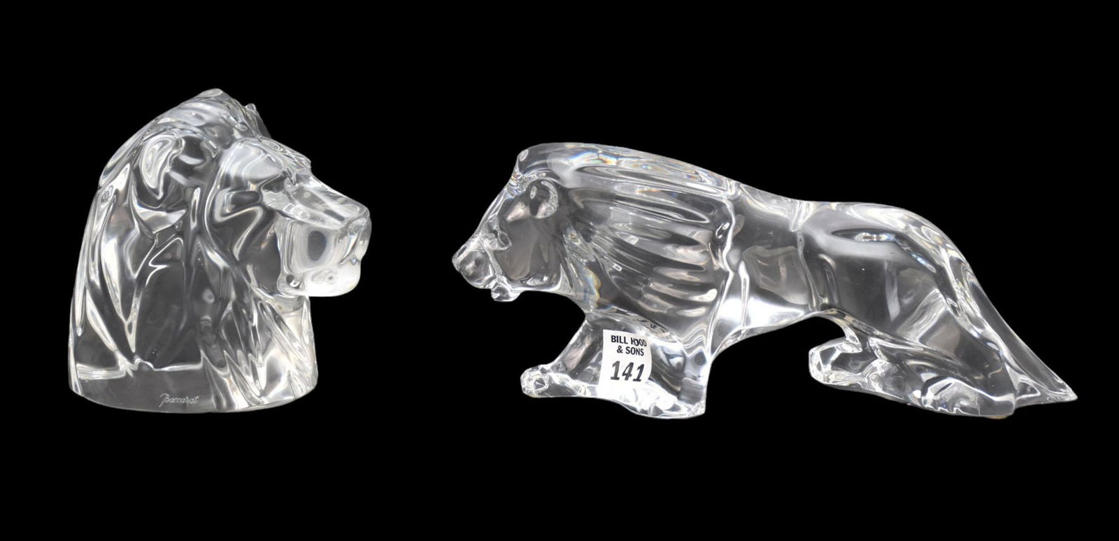 Baccarat Crystal Lion & Lion Head - Two Baccarat France Crystal Lion Figures. Both signed "Baccarat" (1 of 5)