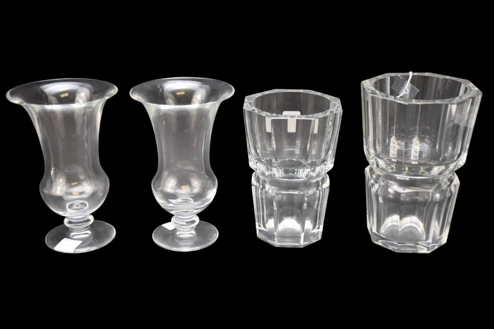 Four Baccarat Crystal Vases - A collection of four Baccarat France clear crystal vases. All signed (1 of 3)