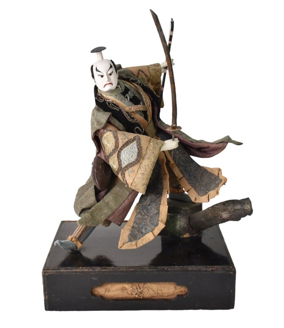 Japanese Takedo Sculptural Rendering of a Kabuki Actor, Circa 1800, Youth Dressed in Gold Paper, (1 of 10)