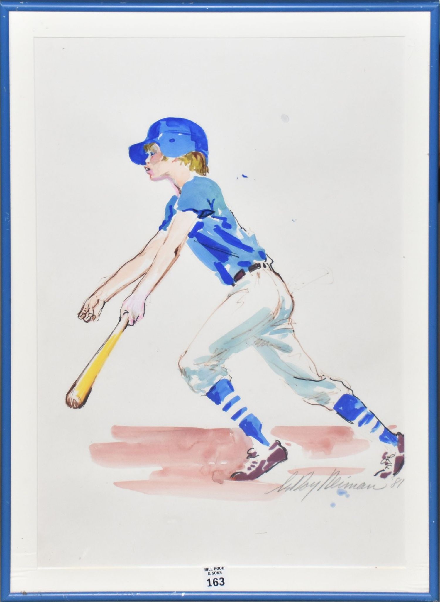 LeRoy Neiman (American 1921 - 2012) watercolor- Baseball Player, signed and dated '81. image sizes (1 of 5)