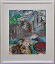 Charles Fazzino mixed media original painting sign lower left 37 x 30 inches. overall frame size 53