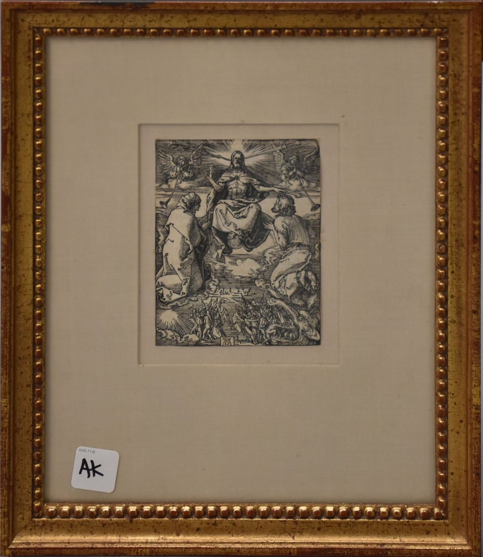 After Albrecht Dürer, etching, "The Last Judgement", 5" x 3 3/4" image size, 13" x 11" overall (1 of 6)