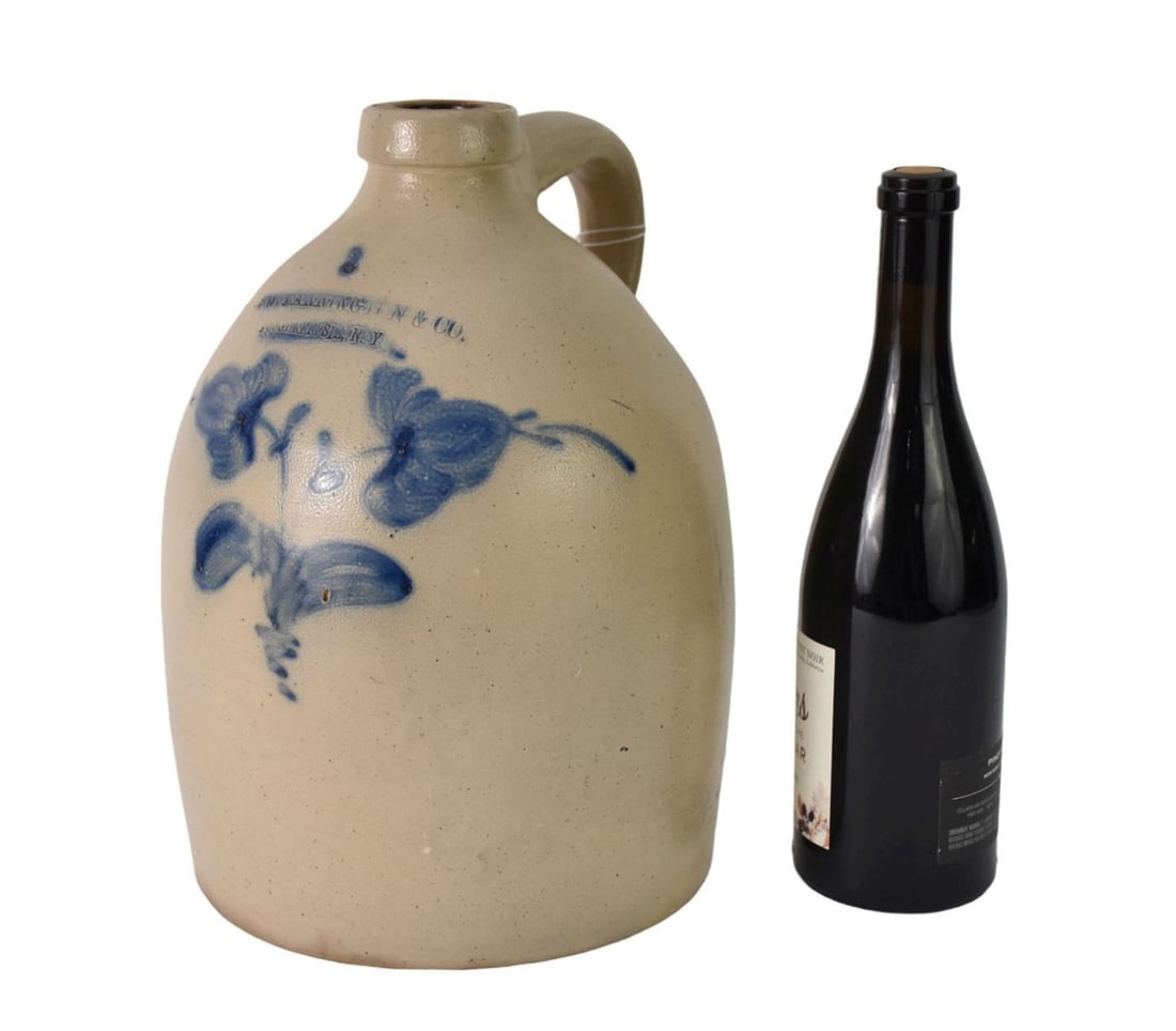 American Stoneware Jug, Harrington & Co. Poughkeepsie, NY, 2 gal. 14"h (1 of 4)