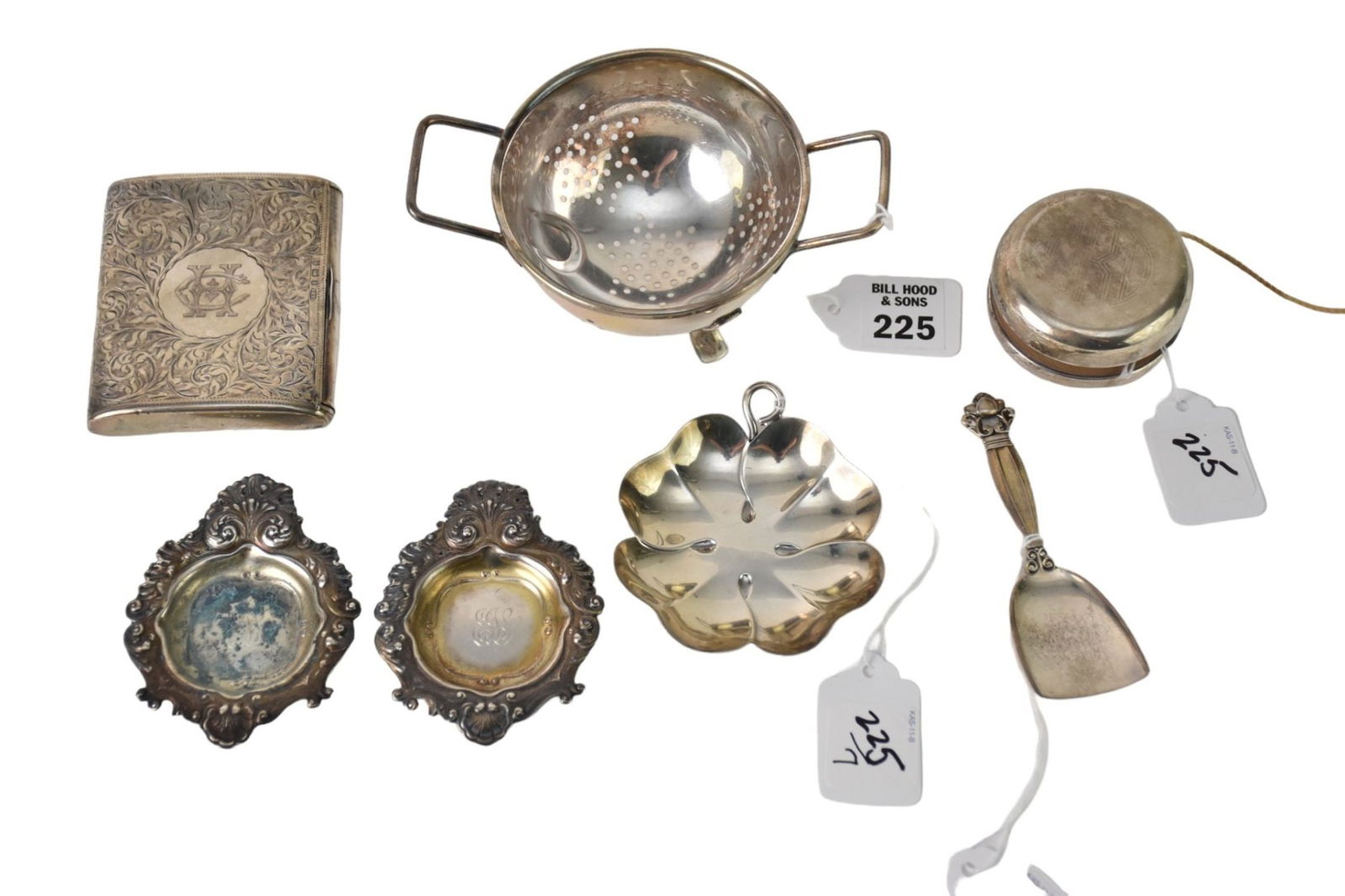 7 Sterling Silver Novelty Items, 2 Tiffany & Co. Pcs. Yoyo & Clover Pin Dish, Cartier Mini Colander (1 of 6)