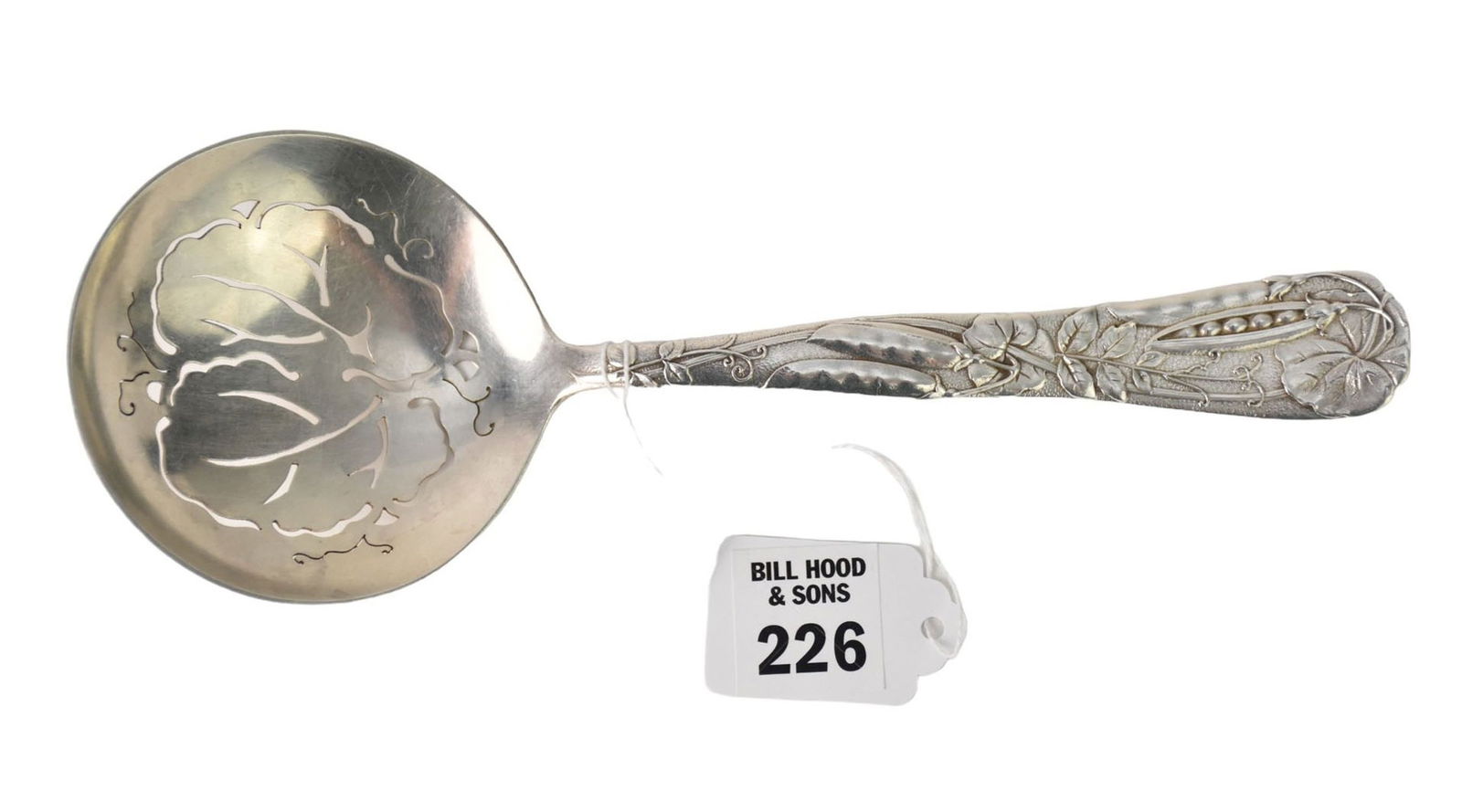 TIFFANY & CO Sterling Silver Peapod Pattern Pea Serving Spoon 3 troy oz., 8 3/4"L (1 of 4)