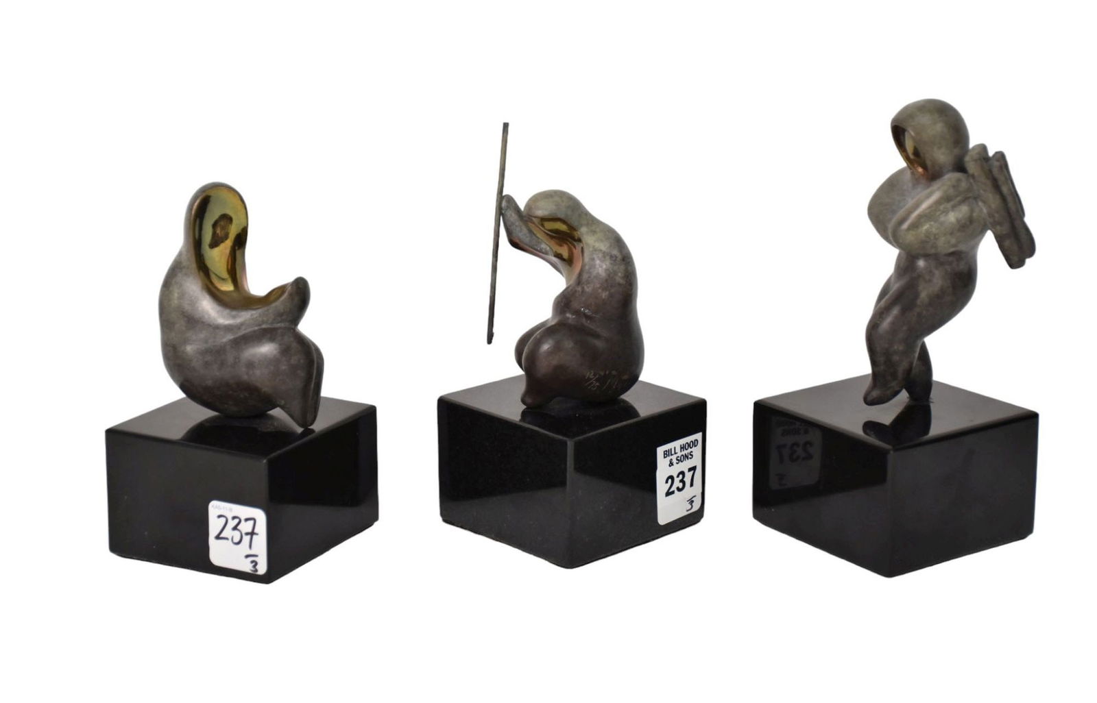 Three Signed Moss Bronze Figural Sculptures - A group of three modernist figural patinated bronze (1 of 10)