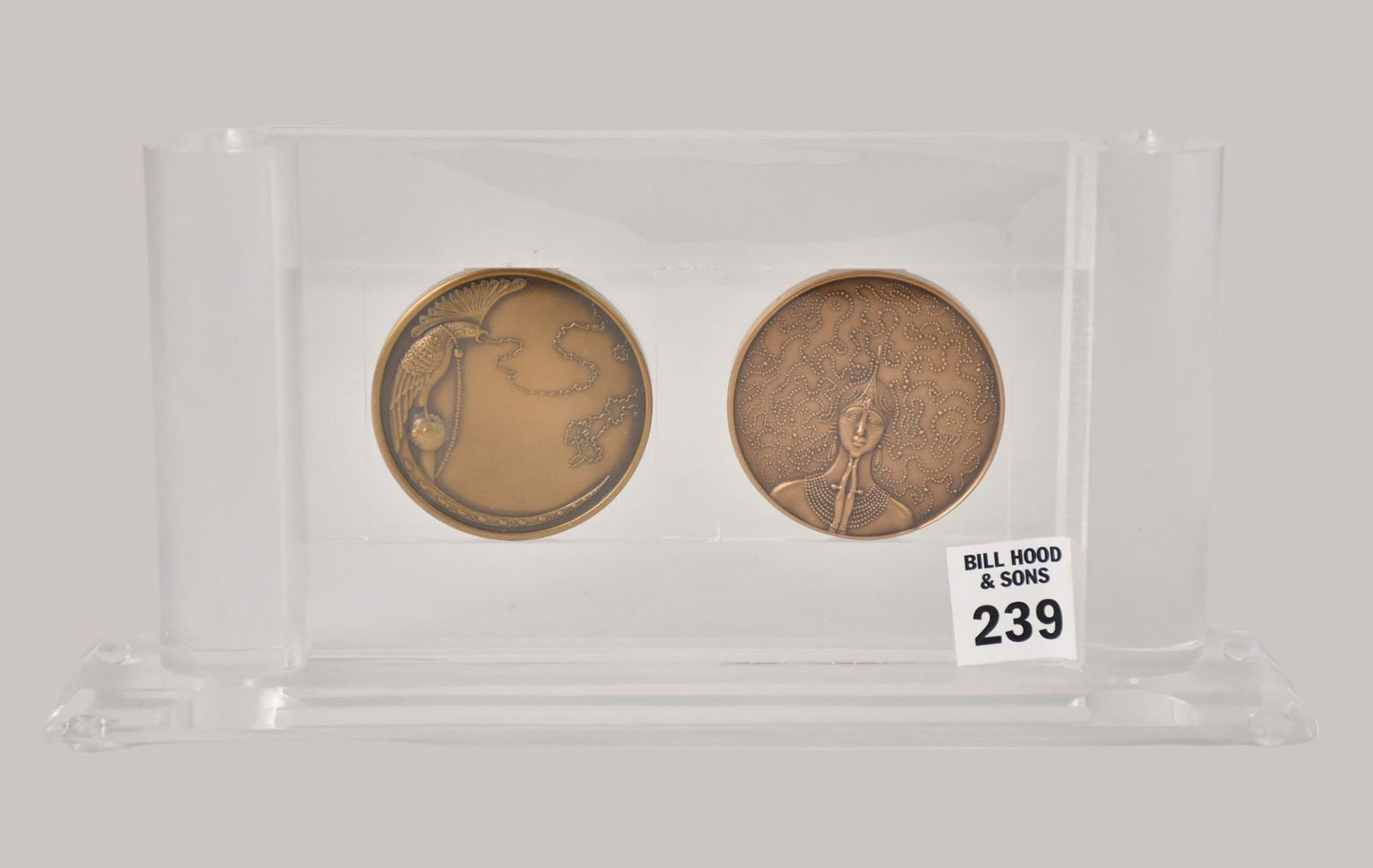 Two Erte Sevenarts Bronze Art Medallions, c. 1988 - Two Erte (Romain de Tirtoff, 1892-1990) bronze (1 of 3)