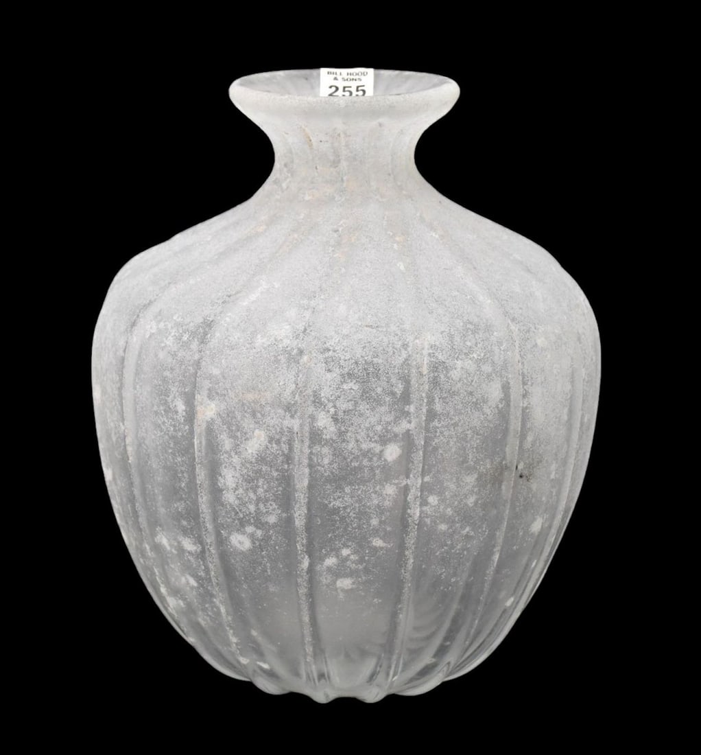 Seguso Murano Frosted Glass Vase, Signed, 11 1/2"h (2 chips on bottom) (1 of 6)