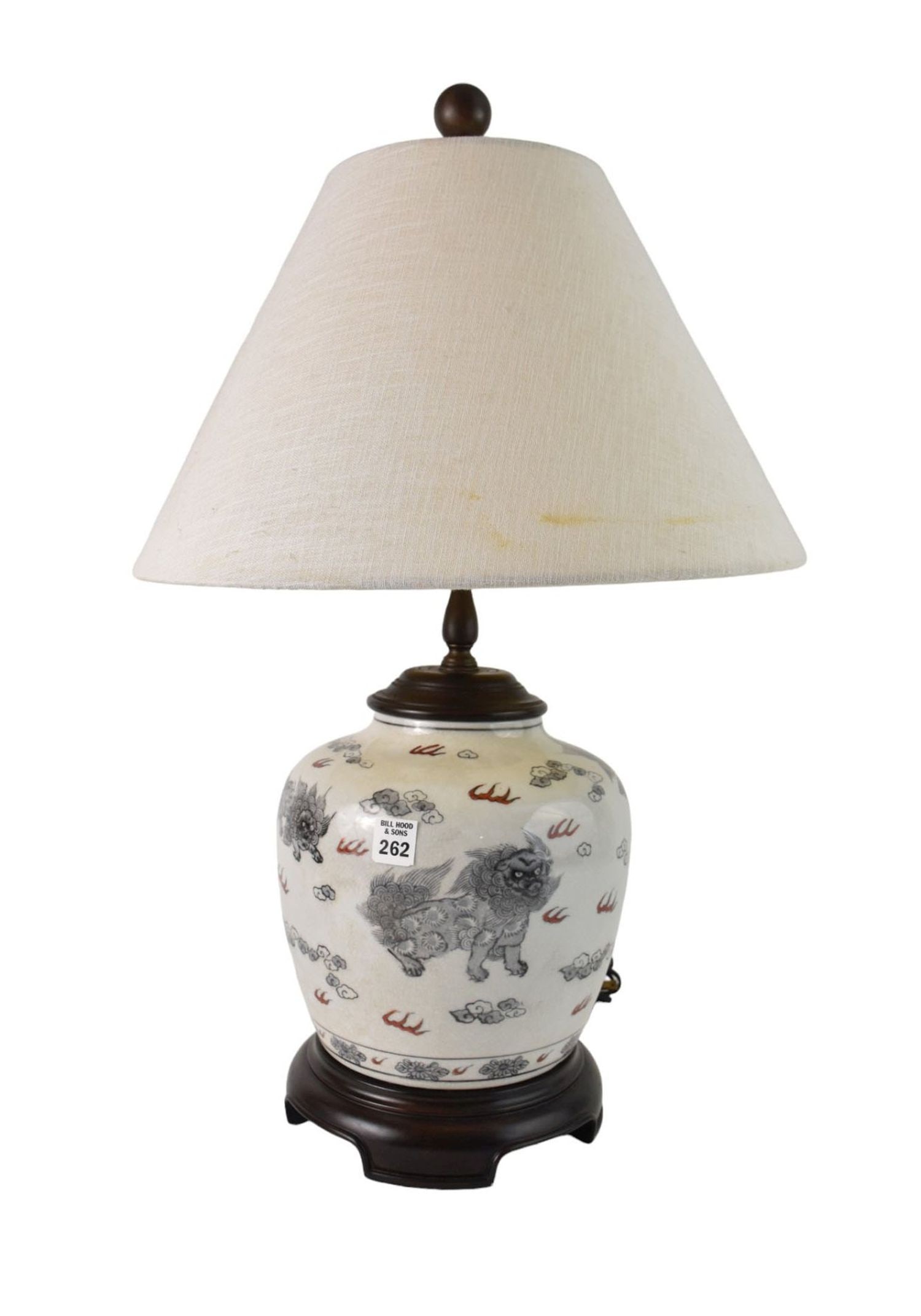 Chinese Porcelain Foo Dog Lamp, 12" x 9" (1 of 5)