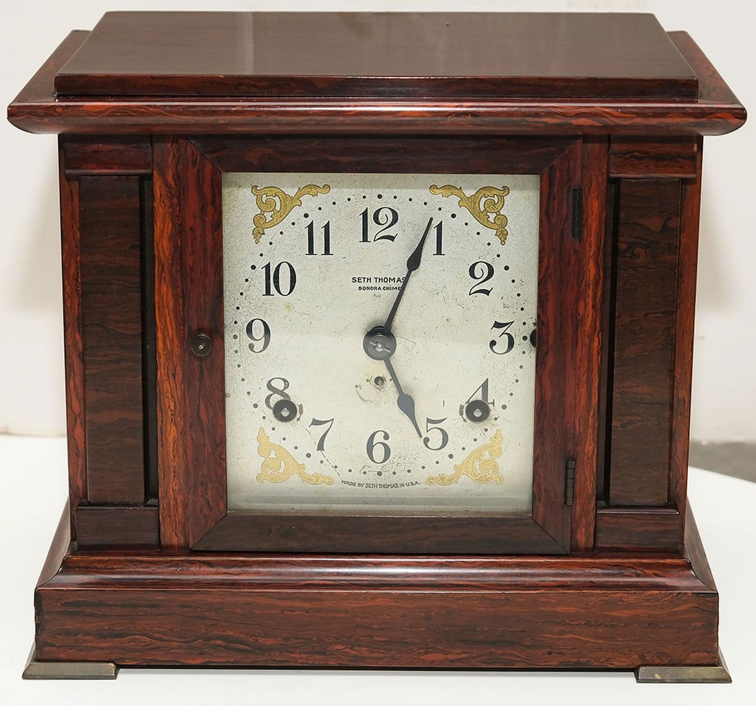 Seth Thomas 4 Bell Sonora Chime Clock - This antique Seth Thomas clock boasts a beautiful mahogany (1 of 9)