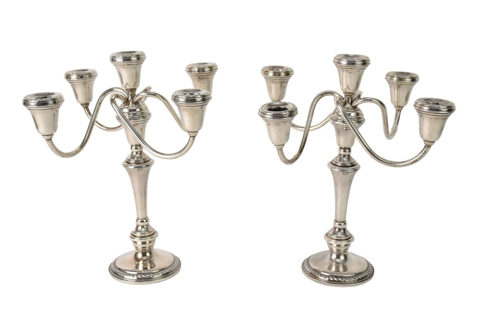 Pair Preisner Sterling Silver Convertible Candelabra- American sterling silver, weighted. (1 of 6)