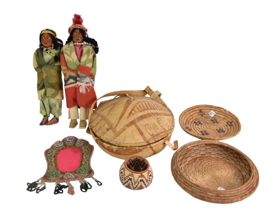 Group of Vintage African & Native American Articles & Skookum Dolls  - Grouping includes: A) Three (1 of 7)