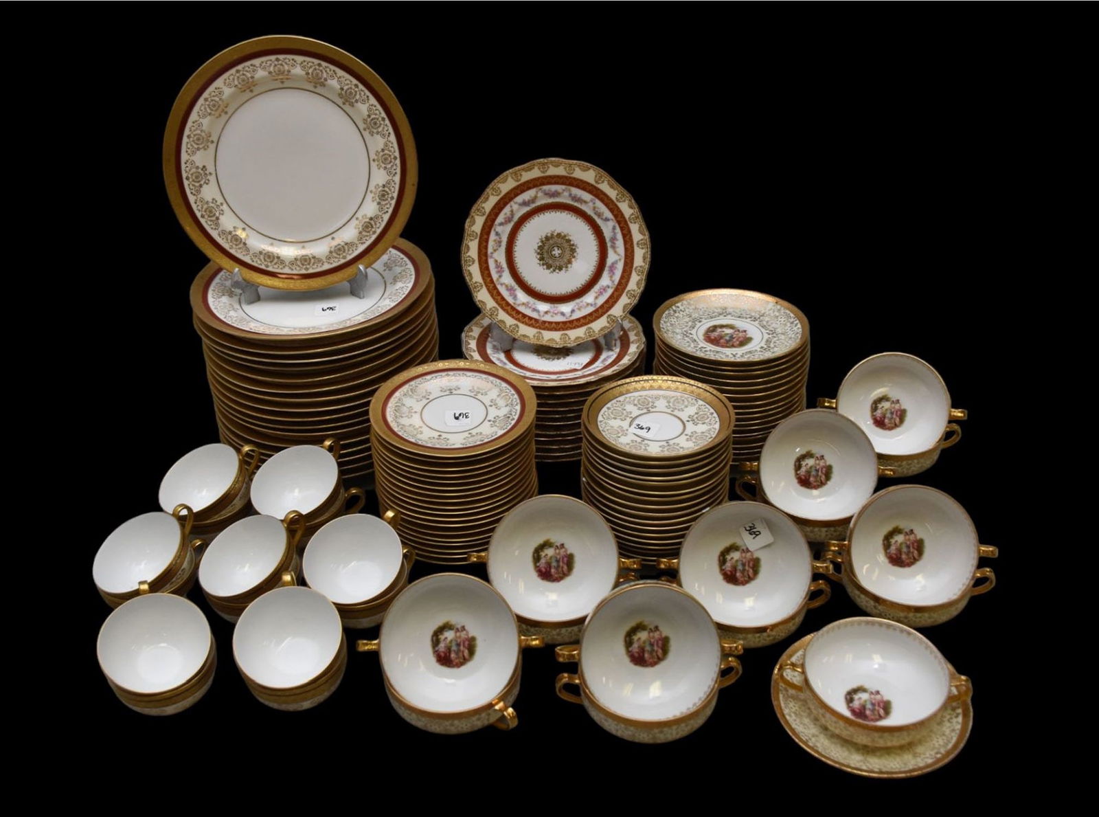 Theodore Haviland Limoges Porcelain Pieces, incl; 17 Matching Dinner Plates (10"dia) & 18 Saucers, (1 of 12)