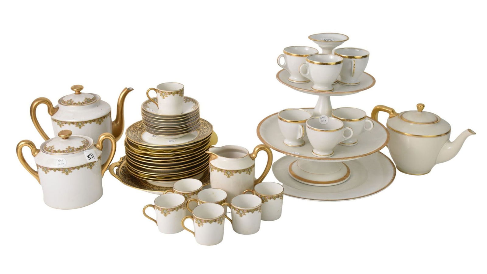 Limoges Porcelain Demitasse Set, Incl; 7 Cups, 9 Saucers, Coffee Pot, Teapot and Creamer AND Limoges (1 of 5)