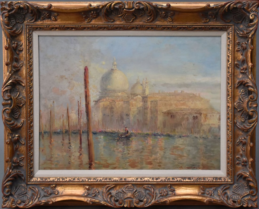 20th Century Decorative Venetian Scene, oil on canvas, 18" x 24" canvas, 26" x 32" overall (1 of 6)