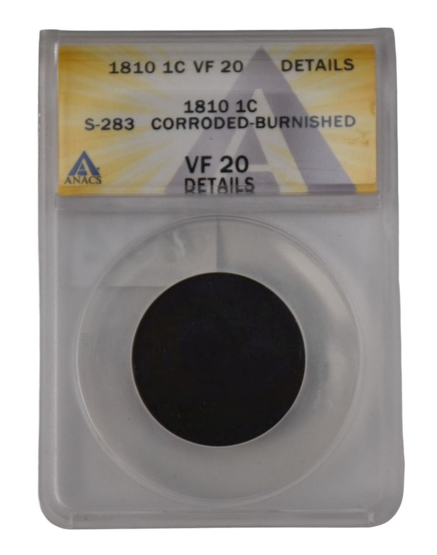 1810 Classic Head Large Cent VF 20 Corroded Burnished ANACS (1 of 5)