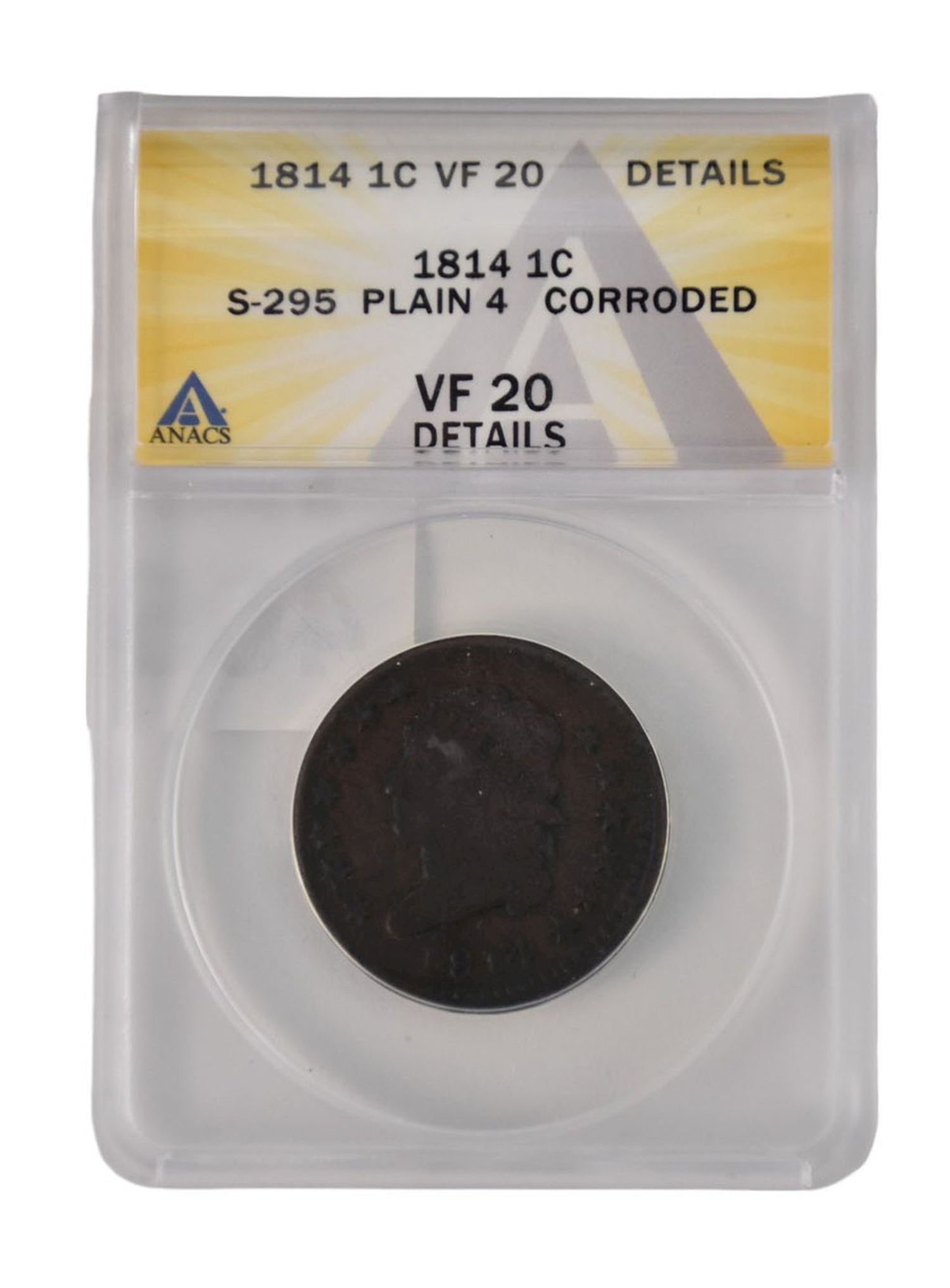 1814 Classic Head Large Cent VF 20 Plain 4 Corroded  ANACS (1 of 4)