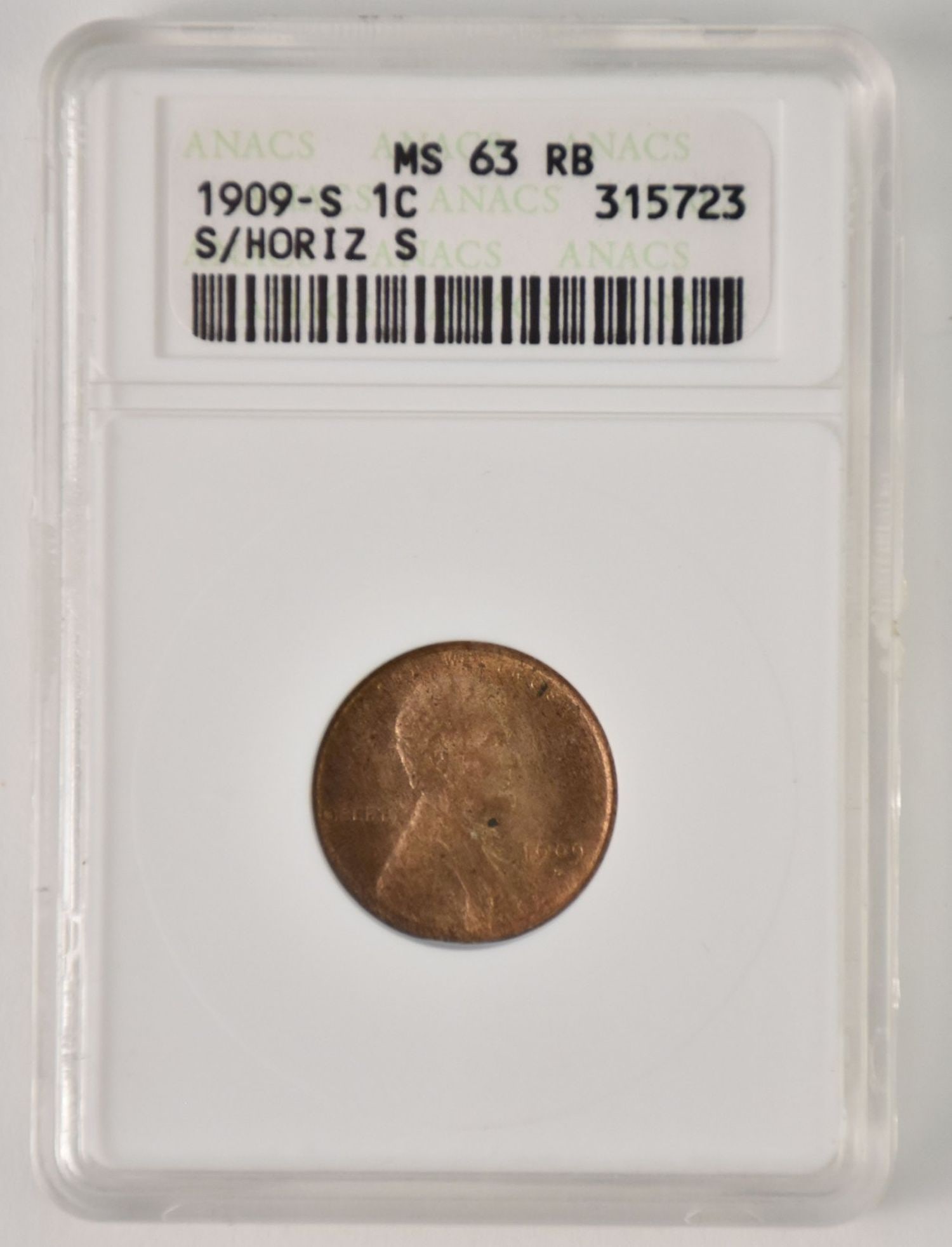 1909-S Lincoln Cent MS63 ANACS (1 of 4)