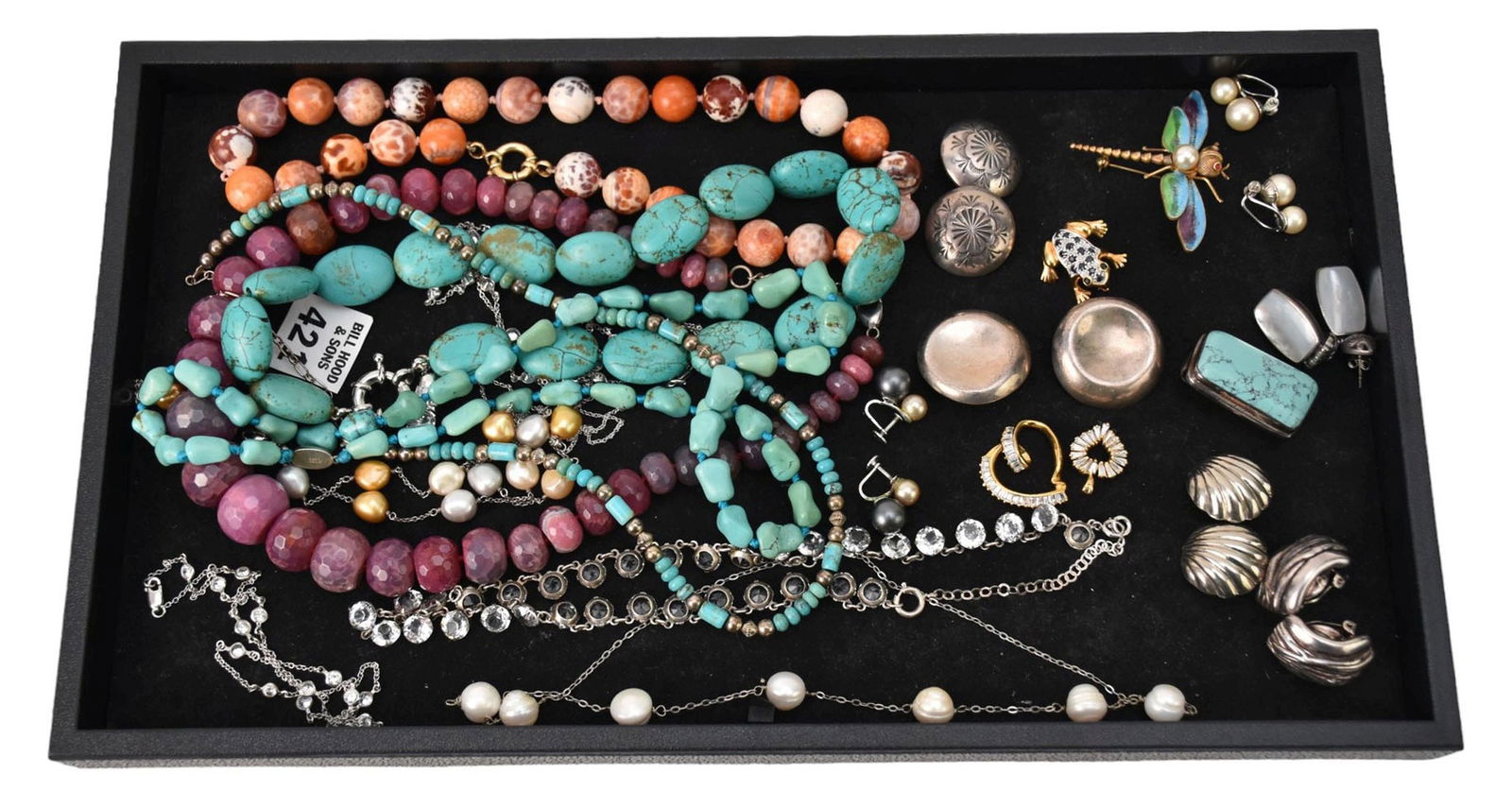 Sterling Silver Jewelry Lot.  Necklaces, Earrings, Brooch Dragonfly 800 silver, Pendant. Wt 167 (1 of 5)