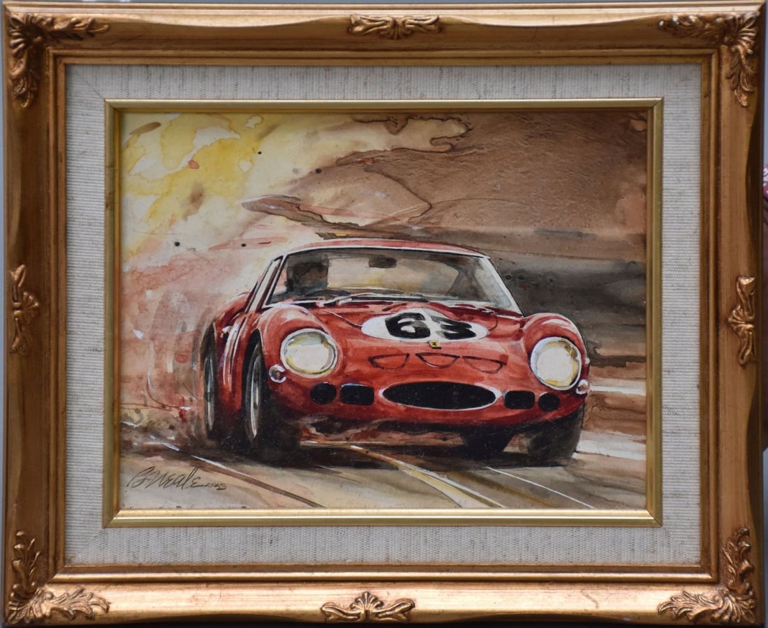 Bill Neale (American, 1925-2021) "Ferrari GTO 1963" Painting - 1996. Oil on board. Painting of the (1 of 4)